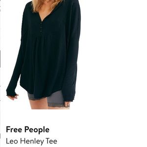 Free People Leo Henley Tee Black